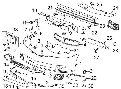 2009 Cadillac XLR Energy Absorber Spacer, Front Diagram for 15242109