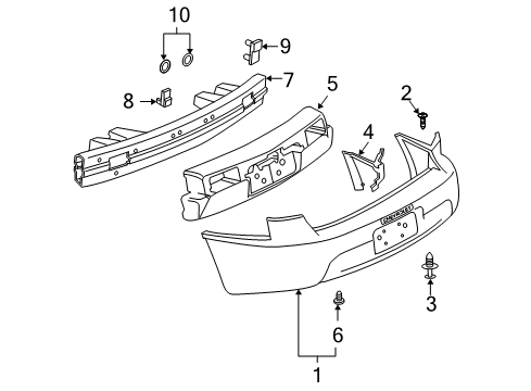 2003 Chevy Cavalier Bumper & Components - Rear Diagram