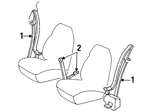 1992 Cadillac Eldorado Buckle, Driver Side Diagram for 12508328