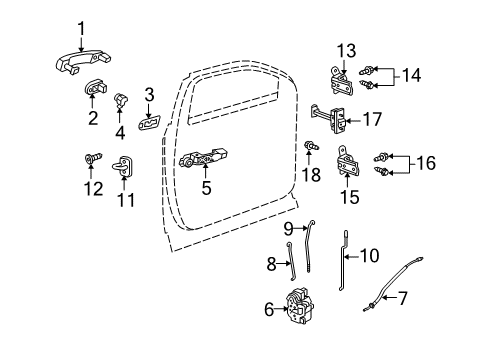 2010 Chevy Equinox Front Door - Lock & Hardware Diagram
