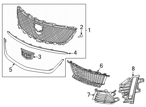 2025 Cadillac CT5 Grille, Radiator Grille Diagram for 42916289