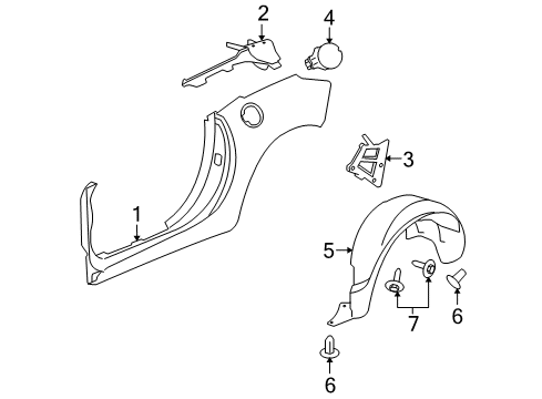 2007 Pontiac Solstice Quarter Panel & Components Diagram