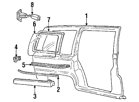 1991 Chevy Lumina APV Body Side Molding, Rear Passenger Side Diagram for 10153430