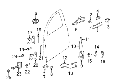 2012 Chevy Caprice Front Door - Lock & Hardware Diagram