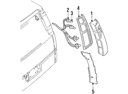 1991 Pontiac Trans Sport Tail Lamp Bulb Diagram for 9442442