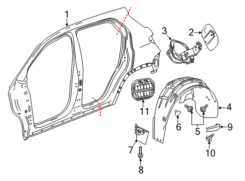 2023 Chevy Equinox Quarter Panel & Components Diagram