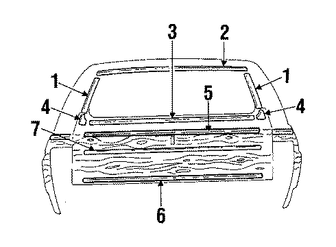 1986 Buick Electra Exterior Trim - Tail Gate Diagram