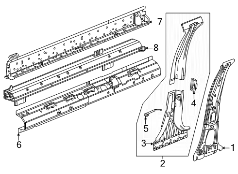 2025 Cadillac OPTIQ Center Pillar & Rocker Diagram