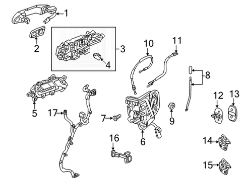 2024 GMC Hummer EV SUV Rear Door - Lock & Hardware Diagram