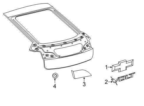 2013 Chevy Volt Applique, Rear Driver Side Diagram for 23170359