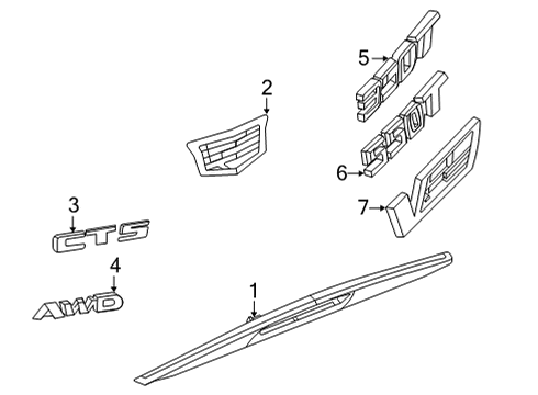 2025 Cadillac CT5 Exterior Trim - Trunk Diagram