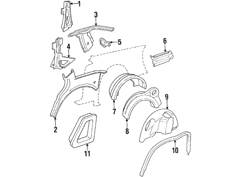 1991 Oldsmobile Cutlass Supreme Striker Reinforcement, Rear Driver Side Diagram for 20564583