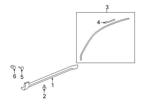 2010 Saturn Vue Exterior Trim - Pillars Diagram