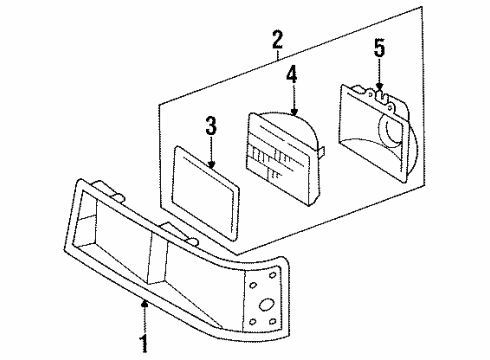 1987 Oldsmobile Cutlass Ciera Headlamp Components Diagram 2 - Thumbnail