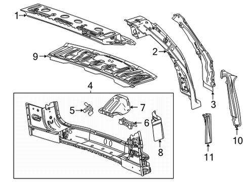 2024 Cadillac Escalade Water Drain Panel, Driver Side Diagram for 84379367