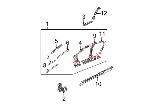2002 Saturn L200 Center Pillar & Rocker Diagram