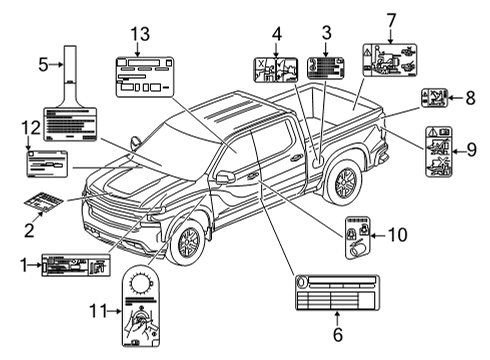 2024 GMC Sierra 3500 HD Caution Label Diagram for 85519152