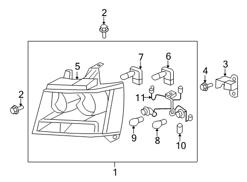2013 Chevy Tahoe Headlamp Components Diagram 2 - Thumbnail