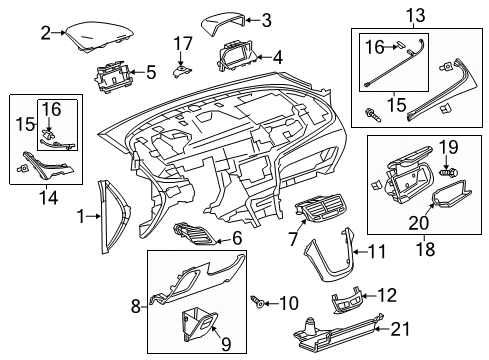 2013 Buick Encore Knee Bolster Bumper Diagram for 95055221