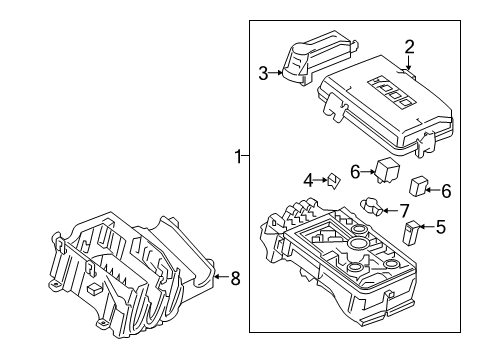 2018 Chevy Cruze Fuse & Relay Box, Front Diagram for 39049713