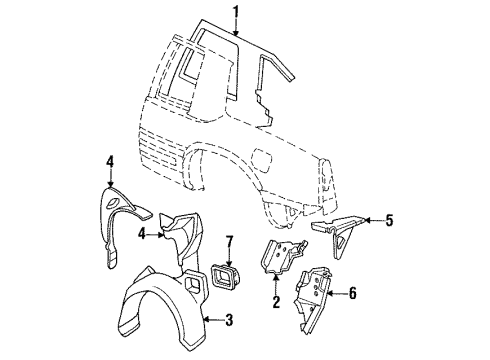 1987 Cadillac Eldorado Inner Components - Quarter Panel Diagram