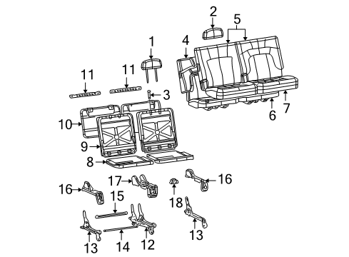 2004 Chevy Trailblazer EXT Rear Seat Components Diagram 3 - Thumbnail
