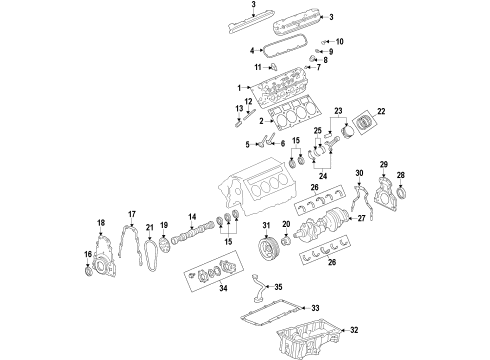 2009 Chevy Colorado Pistons, Rings & Bearings Diagram 3 - Thumbnail