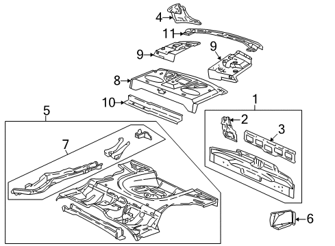 1998 Pontiac Sunfire Package Tray Extension Diagram for 88955149
