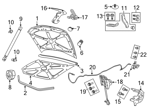 2009 Pontiac G8 Hinge Support Diagram for 92289194
