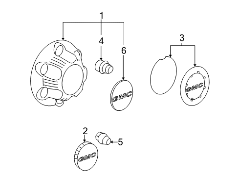 2009 GMC Sierra 1500 Wheel Covers & Trim Diagram