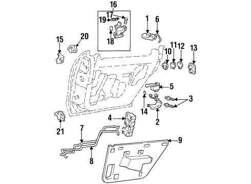 1997 Oldsmobile Aurora Latch Assembly, Rear Passenger Side Diagram for 16629714