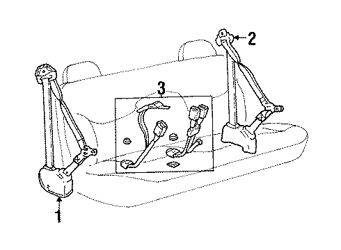 1994 GMC C3500 Seat Belt Assembly, Rear Diagram for 12544629