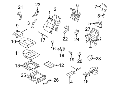 2008 Saturn Astra Driver Seat Components Diagram 2 - Thumbnail