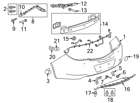 2011 Buick Regal Bumper & Components - Rear Diagram