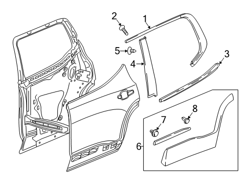 2017 GMC Acadia Exterior Trim - Rear Door Diagram