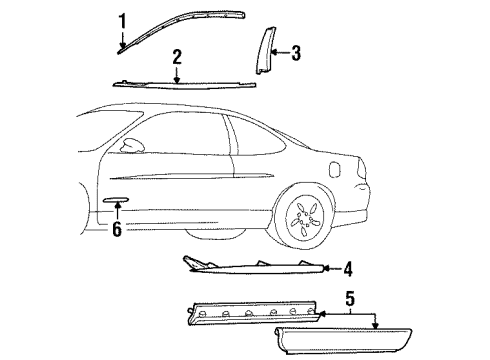 1997 Pontiac Grand Prix Exterior Trim - Front Door Diagram