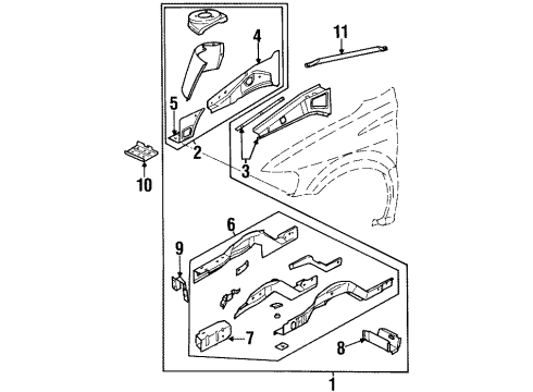 2004 Oldsmobile Silhouette Structural Components & Rails Diagram
