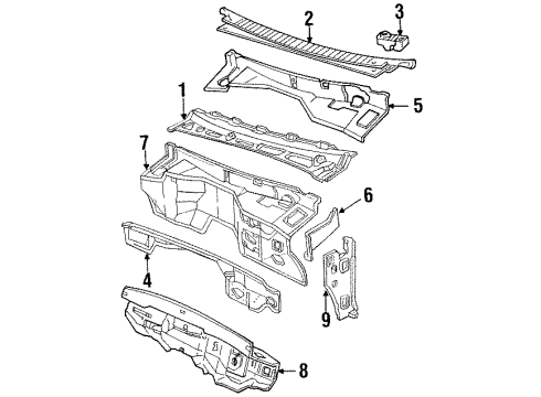 1993 Chevy K3500 Cab Cowl Diagram 2 - Thumbnail