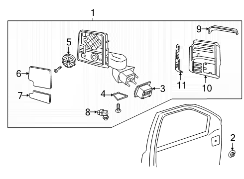 2021 GMC Sierra 3500 HD Outside Mirrors Diagram 8 - Thumbnail