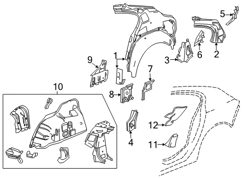 2017 Buick Regal Insulator, Rear Inner Driver Side Diagram for 22914331