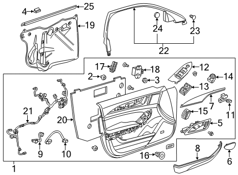 2015 Cadillac CTS Interior Trim - Front Door Diagram