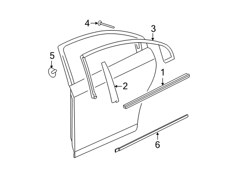 2007 Saturn Aura Exterior Trim - Rear Door Diagram 2 - Thumbnail