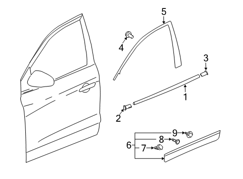 2011 Buick Enclave Belt Weatherstrip Cap, Front Passenger Side Diagram for 20902592