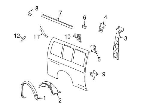 2003 Chevy Express 1500 Brace, Fuel Door & Body Side Diagram for 85577035
