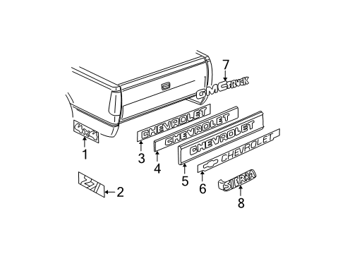 1995 Chevy C1500 Exterior Trim - Pick Up Box Diagram 3 - Thumbnail