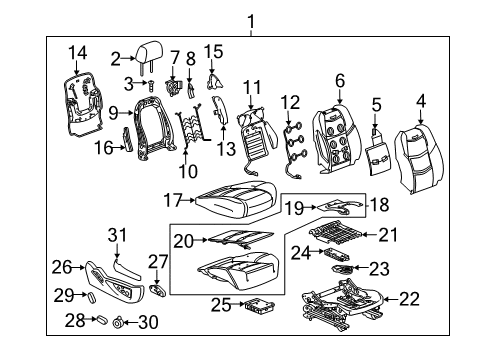 2015 Chevy Tahoe Passenger Seat Components Diagram 4 - Thumbnail