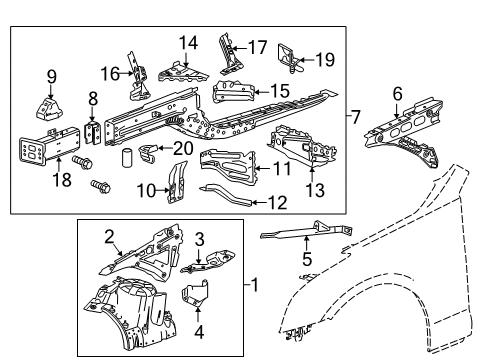 2019 Cadillac ATS Cross Bar, Front Passenger Side Diagram for 22884503
