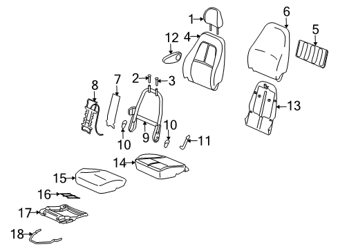 2007 Saturn Vue Seat Cushion Pad, Driver Side Diagram for 15842166