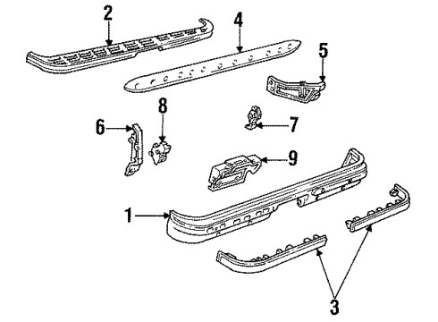 1990 Chevy V1500 Suburban Bumper & Components - Rear Diagram