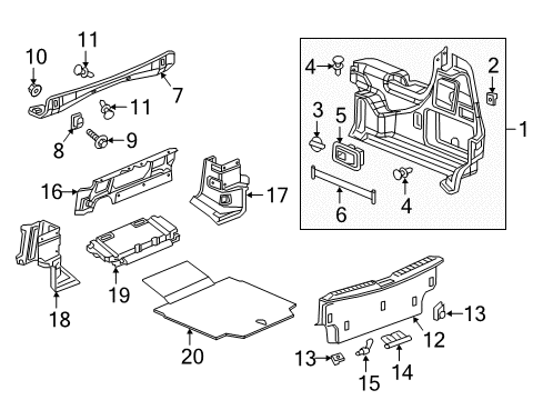 2019 Buick Cascada Trunk Side Trim Retainer, Rear Diagram for 13310144